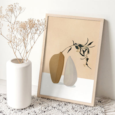 Couple Of Vases - Art Print by CityArt, Poster, Stretched Canvas or Framed Wall Art Prints, shown framed in a room