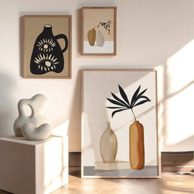 Couple Of Vases - Art Print by CityArt, Poster, Stretched Canvas or Framed Wall Art, shown framed in a home interior space