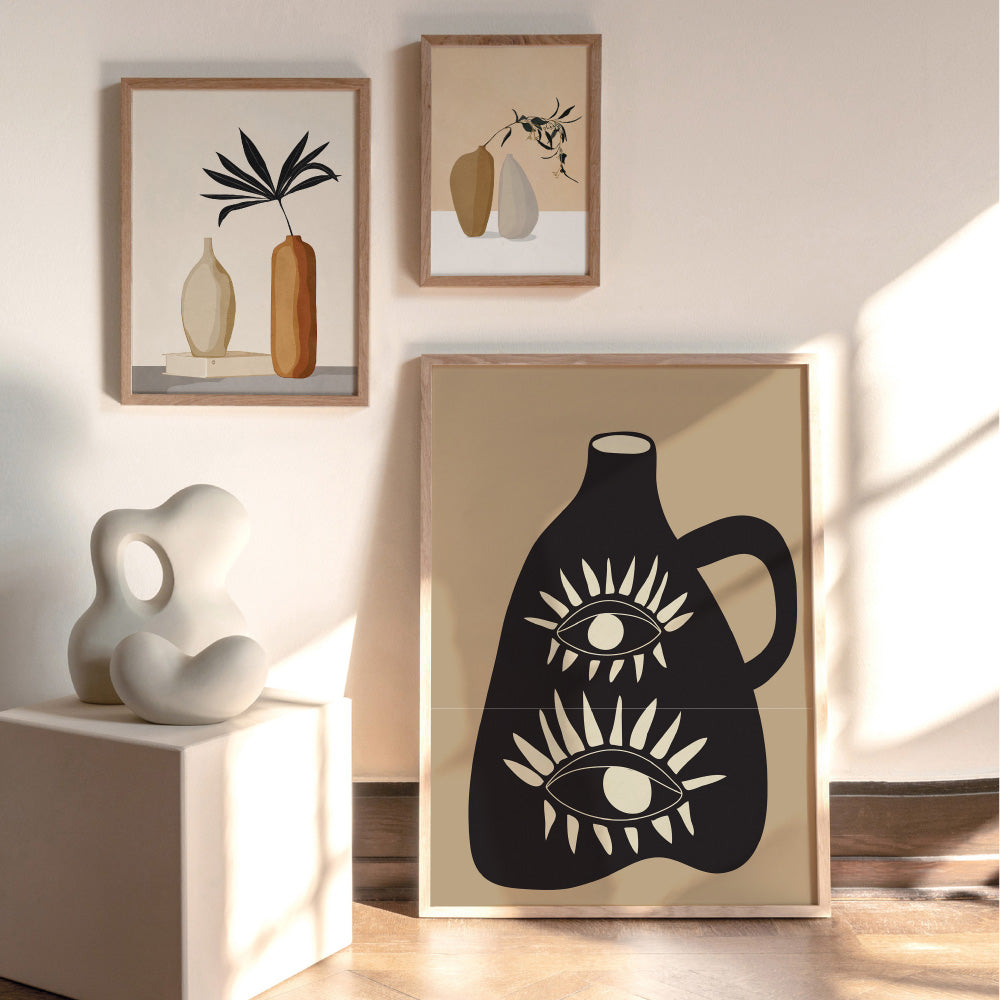 Modern Abstract Vase - Art Print by CityArt, Poster, Stretched Canvas or Framed Wall Art, shown framed in a home interior space