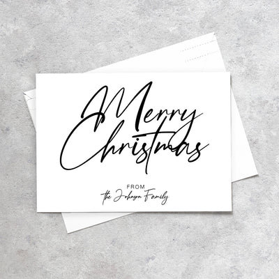 Custom Personalised Christmas Card, printed on thick card stock, with a white envelope.