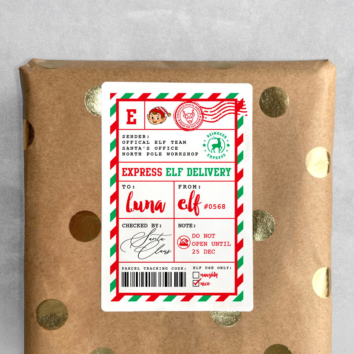 Christmas Gift Stickers | Express Elf Delivery - Set of 8, 16 or 24
