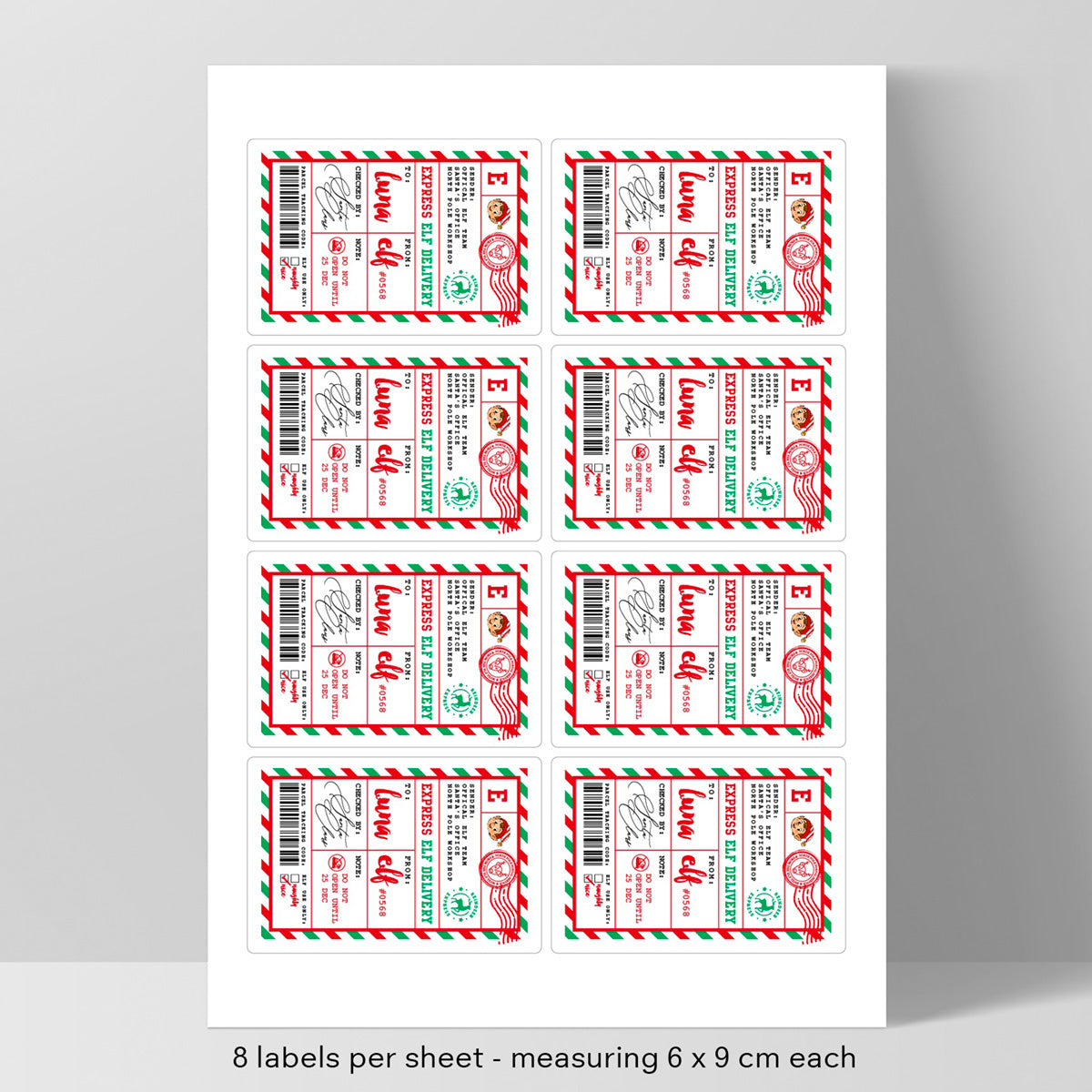 Christmas Gift Stickers | Express Elf Delivery - Set of 8, 16 or 24