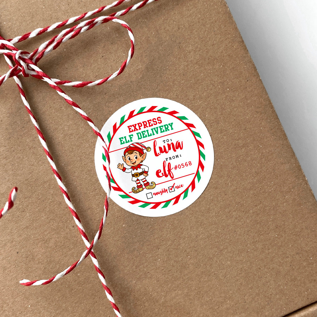Round Christmas Gift Stickers | Express Elf Delivery