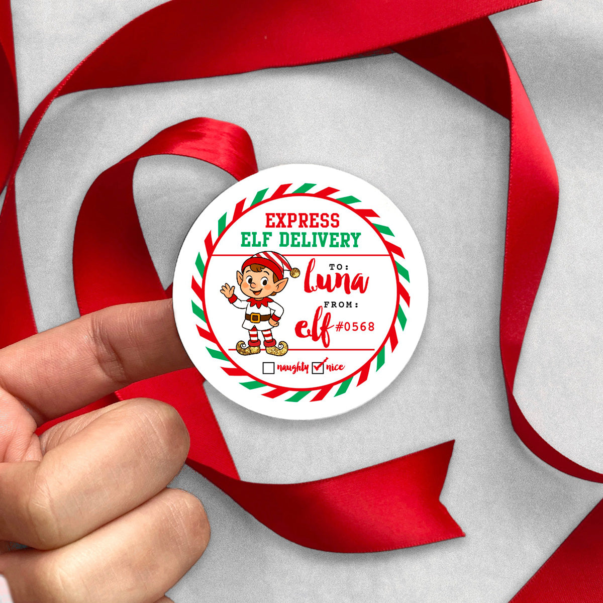 Round Christmas Gift Stickers | Express Elf Delivery