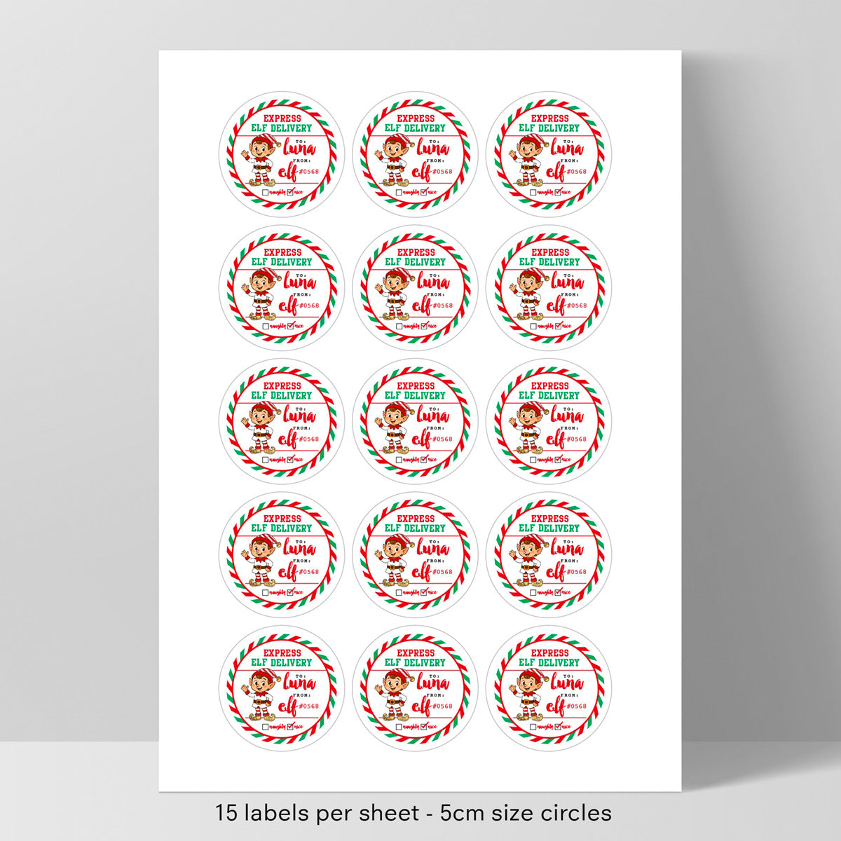 Round Christmas Gift Stickers | Express Elf Delivery