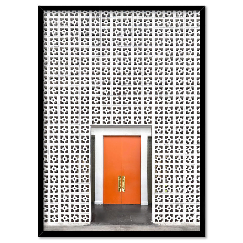Palm Springs | The Parker Hotel Entrance - Art Print, Poster, Stretched Canvas, or Framed Wall Art Print, shown in a black frame