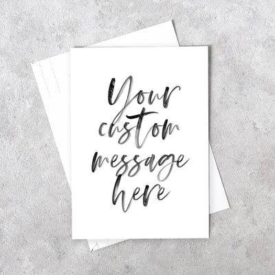 Custom Personalised Greeting Card, printed on thick card stock, with a black envelope.