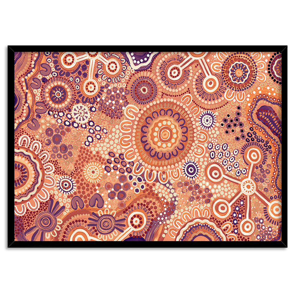 Burnt Radiance in Terracotta  - Art Print by Leah Cummins, Poster, Stretched Canvas, or Framed Wall Art Print, shown in a black frame