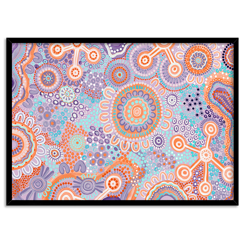 Burnt Radiance in Purple - Art Print by Leah Cummins, Poster, Stretched Canvas, or Framed Wall Art Print, shown in a black frame