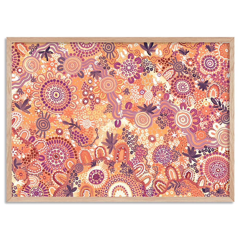 Flourishing in Terracotta  - Art Print by Leah Cummins, Poster, Stretched Canvas, or Framed Wall Art Print, shown in a natural timber frame