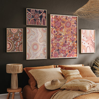 Flourishing in Terracotta  - Art Print by Leah Cummins, Poster, Stretched Canvas or Framed Wall Art, shown framed in a home interior space