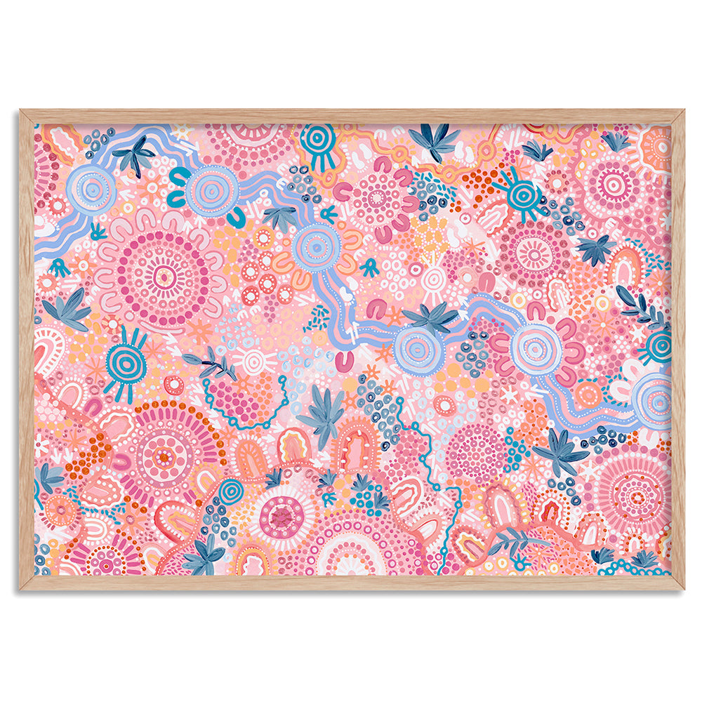 Flourishing in Rainbow  - Art Print by Leah Cummins, Poster, Stretched Canvas, or Framed Wall Art Print, shown in a natural timber frame