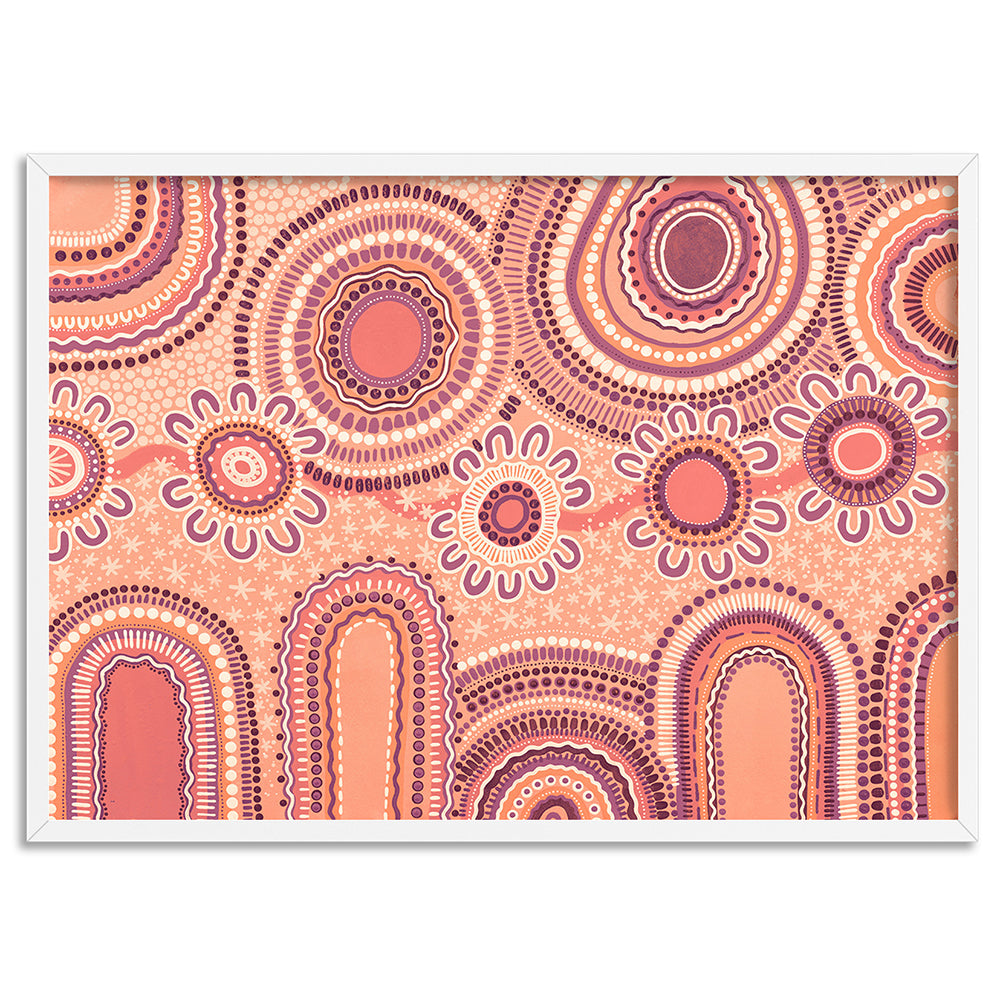 Journey in Terracotta  - Art Print by Leah Cummins, Poster, Stretched Canvas, or Framed Wall Art Print, shown in a white frame