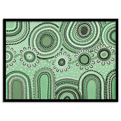Journey in Green  - Art Print by Leah Cummins, Poster, Stretched Canvas, or Framed Wall Art Print, shown in a black frame