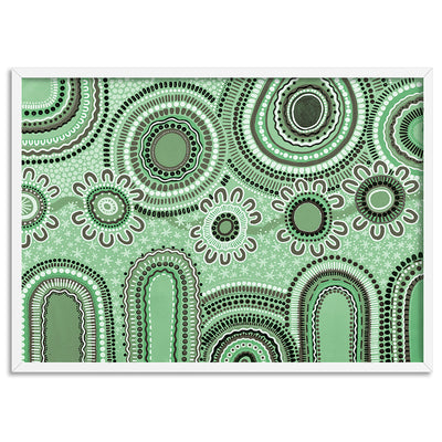 Journey in Green  - Art Print by Leah Cummins, Poster, Stretched Canvas, or Framed Wall Art Print, shown in a white frame