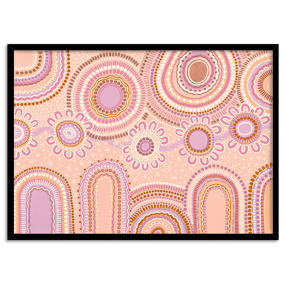 Journey in Pastels  - Art Print by Leah Cummins, Poster, Stretched Canvas, or Framed Wall Art Print, shown in a black frame