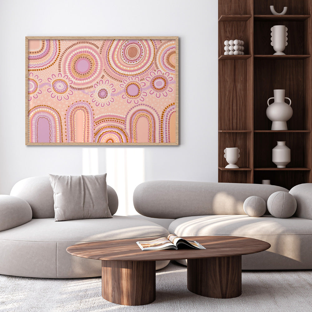 Journey in Pastels  - Art Print by Leah Cummins, Poster, Stretched Canvas or Framed Wall Art Prints, shown framed in a room