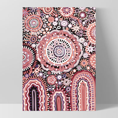 Land Over Mountains - Art Print by Leah Cummins, Poster, Stretched Canvas, or Framed Wall Art Print, shown as a stretched canvas or poster without a frame