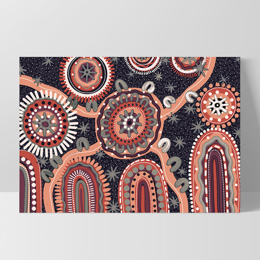 Spirit of the Land at Night - Art Print by Leah Cummins, Poster, Stretched Canvas, or Framed Wall Art Print, shown as a stretched canvas or poster without a frame