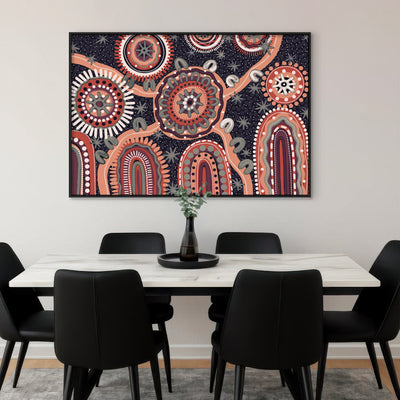 Spirit of the Land at Night - Art Print by Leah Cummins, Poster, Stretched Canvas or Framed Wall Art Prints, shown framed in a room