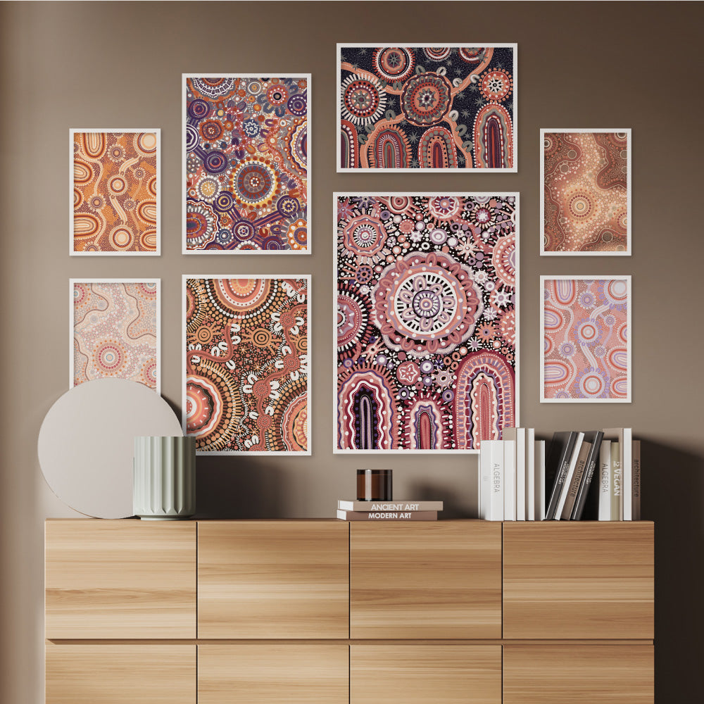 Spirit of the Land at Night - Art Print by Leah Cummins, Poster, Stretched Canvas or Framed Wall Art, shown framed in a home interior space