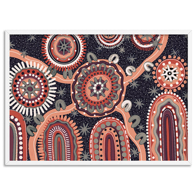 Spirit of the Land at Night - Art Print by Leah Cummins, Poster, Stretched Canvas, or Framed Wall Art Print, shown in a white frame