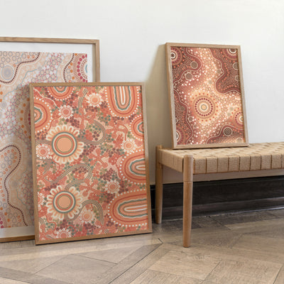 Blooming Edition 1 Orange - Art Print by Leah Cummins, Poster, Stretched Canvas or Framed Wall Art, shown framed in a home interior space