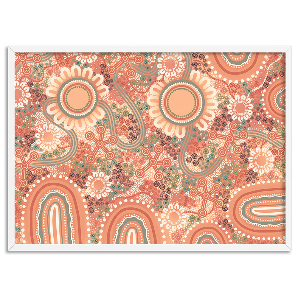 Blooming Edition 1 Orange - Art Print by Leah Cummins, Poster, Stretched Canvas, or Framed Wall Art Print, shown in a white frame