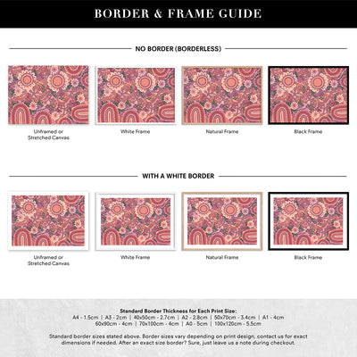 Blooming Edition 1 Pink - Art Print by Leah Cummins, Poster, Stretched Canvas or Framed Wall Art, Showing White , Black, Natural Frame Colours, No Frame (Unframed) or Stretched Canvas, and With or Without White Borders