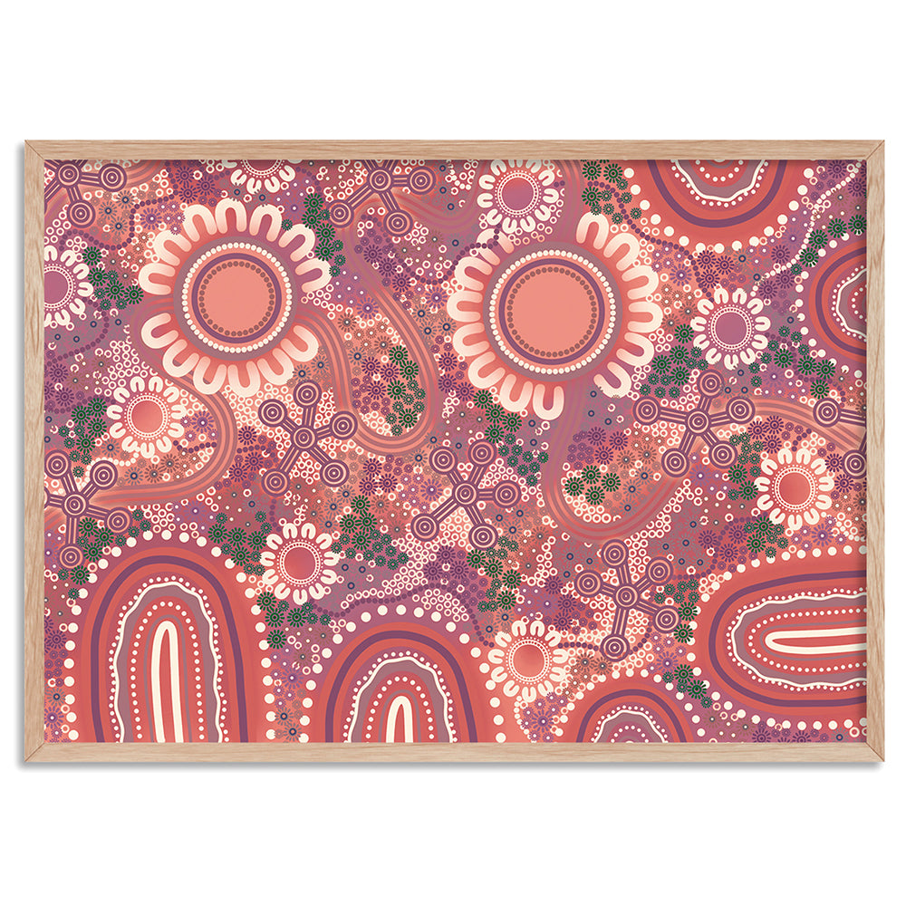 Blooming Edition 1 Pink - Art Print by Leah Cummins, Poster, Stretched Canvas, or Framed Wall Art Print, shown in a natural timber frame