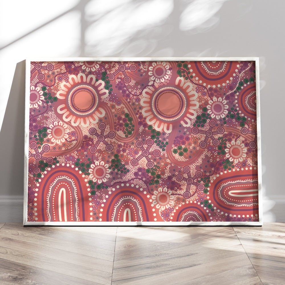 Blooming Edition 1 Pink - Art Print by Leah Cummins, Poster, Stretched Canvas or Framed Wall Art Prints, shown framed in a room