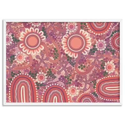 Blooming Edition 1 Pink - Art Print by Leah Cummins, Poster, Stretched Canvas, or Framed Wall Art Print, shown in a white frame