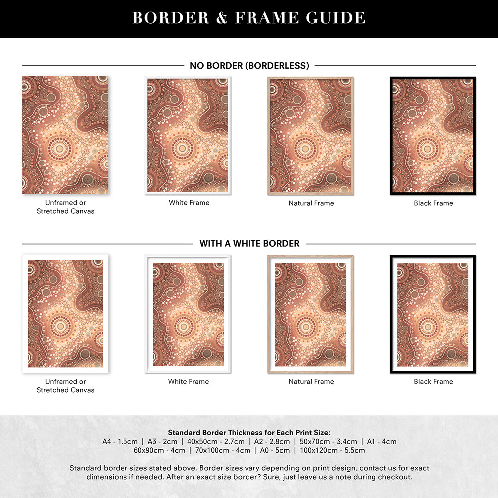 Blooming Edition 2 Brown - Art Print by Leah Cummins, Poster, Stretched Canvas or Framed Wall Art, Showing White , Black, Natural Frame Colours, No Frame (Unframed) or Stretched Canvas, and With or Without White Borders