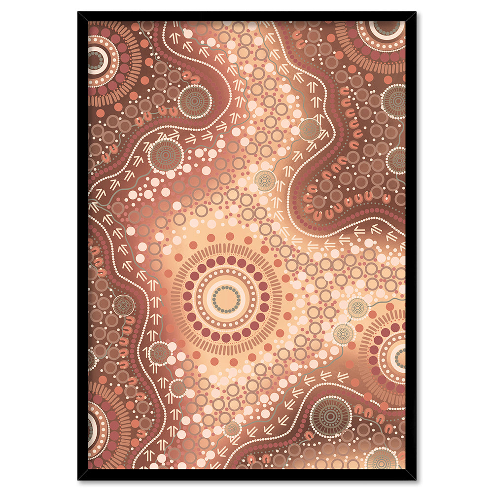 Blooming Edition 2 Brown - Art Print by Leah Cummins, Poster, Stretched Canvas, or Framed Wall Art Print, shown in a black frame