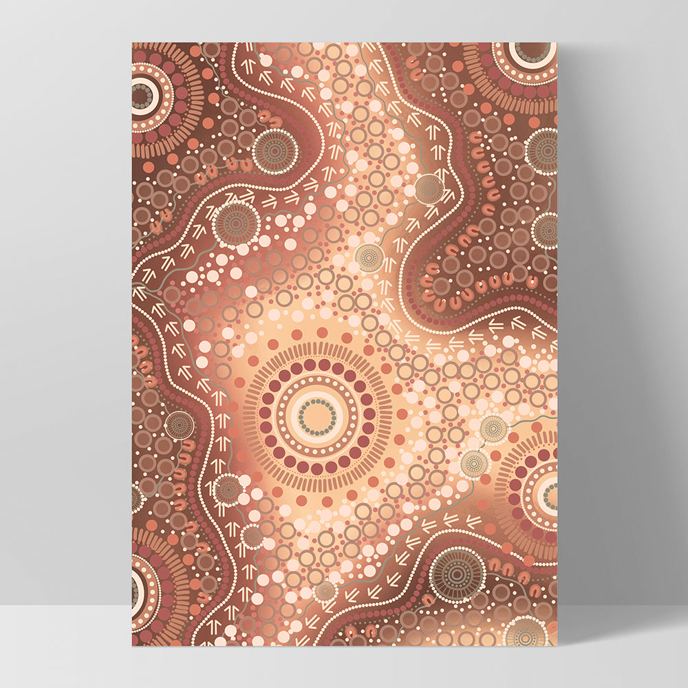 Blooming Edition 2 Brown - Art Print by Leah Cummins, Poster, Stretched Canvas, or Framed Wall Art Print, shown as a stretched canvas or poster without a frame