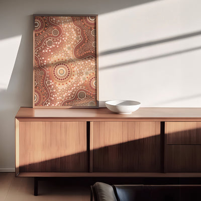 Blooming Edition 2 Brown - Art Print by Leah Cummins, Poster, Stretched Canvas or Framed Wall Art Prints, shown framed in a room