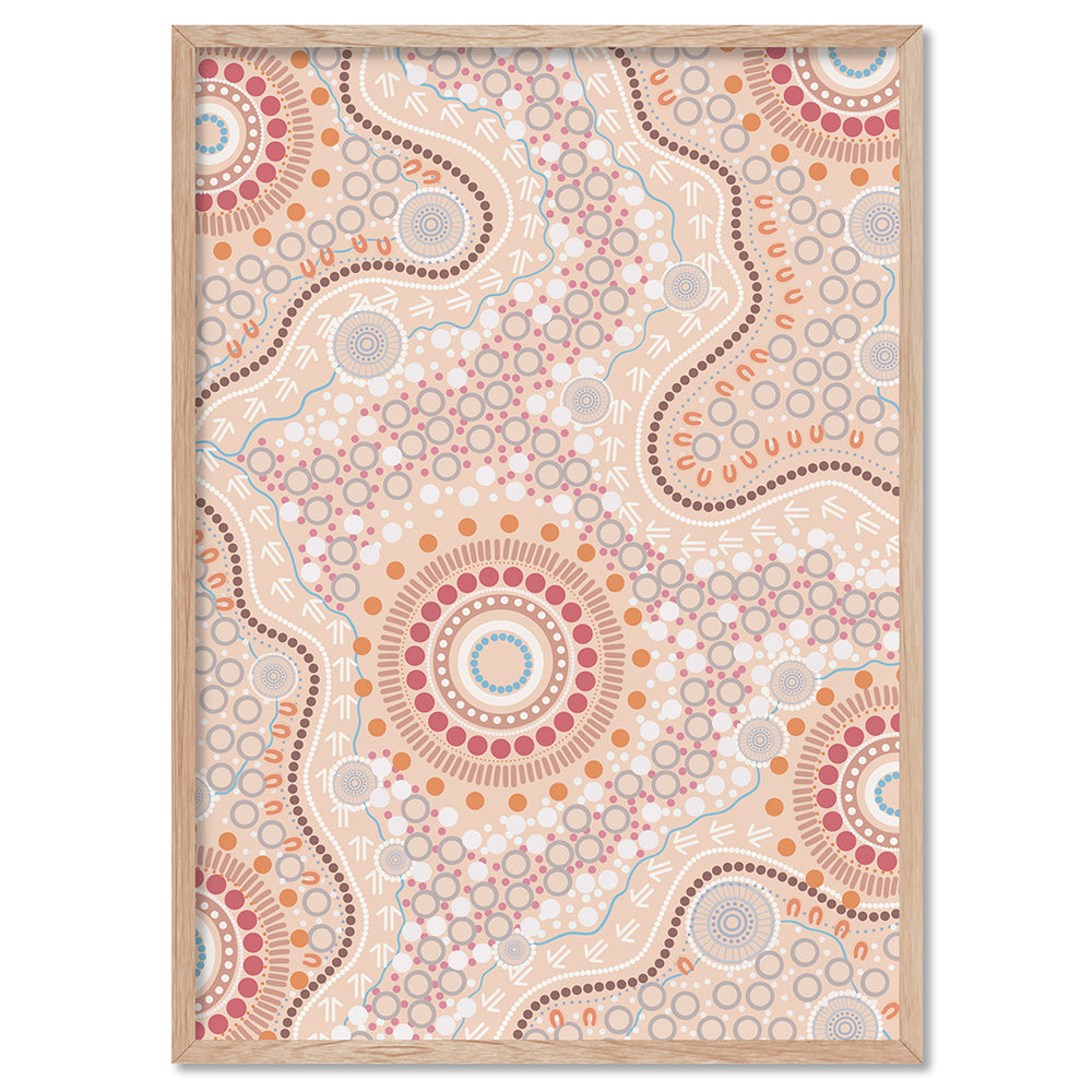 Blooming Edition 2 Neutral - Art Print by Leah Cummins, Poster, Stretched Canvas, or Framed Wall Art Print, shown in a natural timber frame