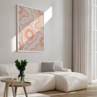 Blooming Edition 2 Neutral - Art Print by Leah Cummins, Poster, Stretched Canvas or Framed Wall Art Prints, shown framed in a room