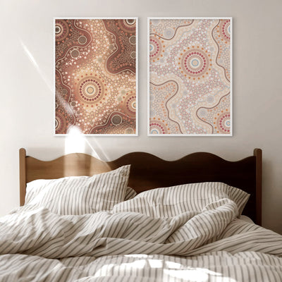 Blooming Edition 2 Neutral - Art Print by Leah Cummins, Poster, Stretched Canvas or Framed Wall Art, shown framed in a home interior space