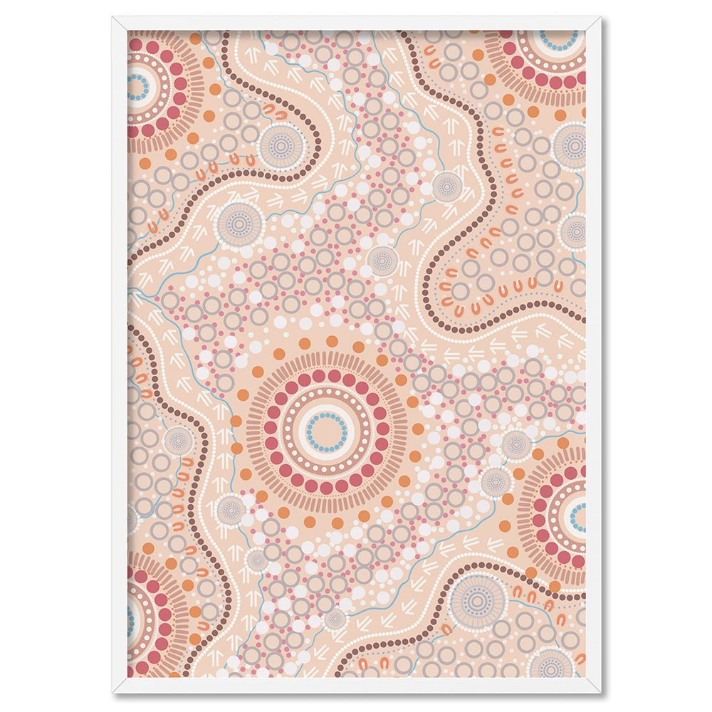 Blooming Edition 2 Neutral - Art Print by Leah Cummins, Poster, Stretched Canvas, or Framed Wall Art Print, shown in a white frame