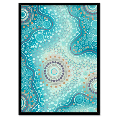 Blooming Edition 2 Blue - Art Print by Leah Cummins, Poster, Stretched Canvas, or Framed Wall Art Print, shown in a black frame