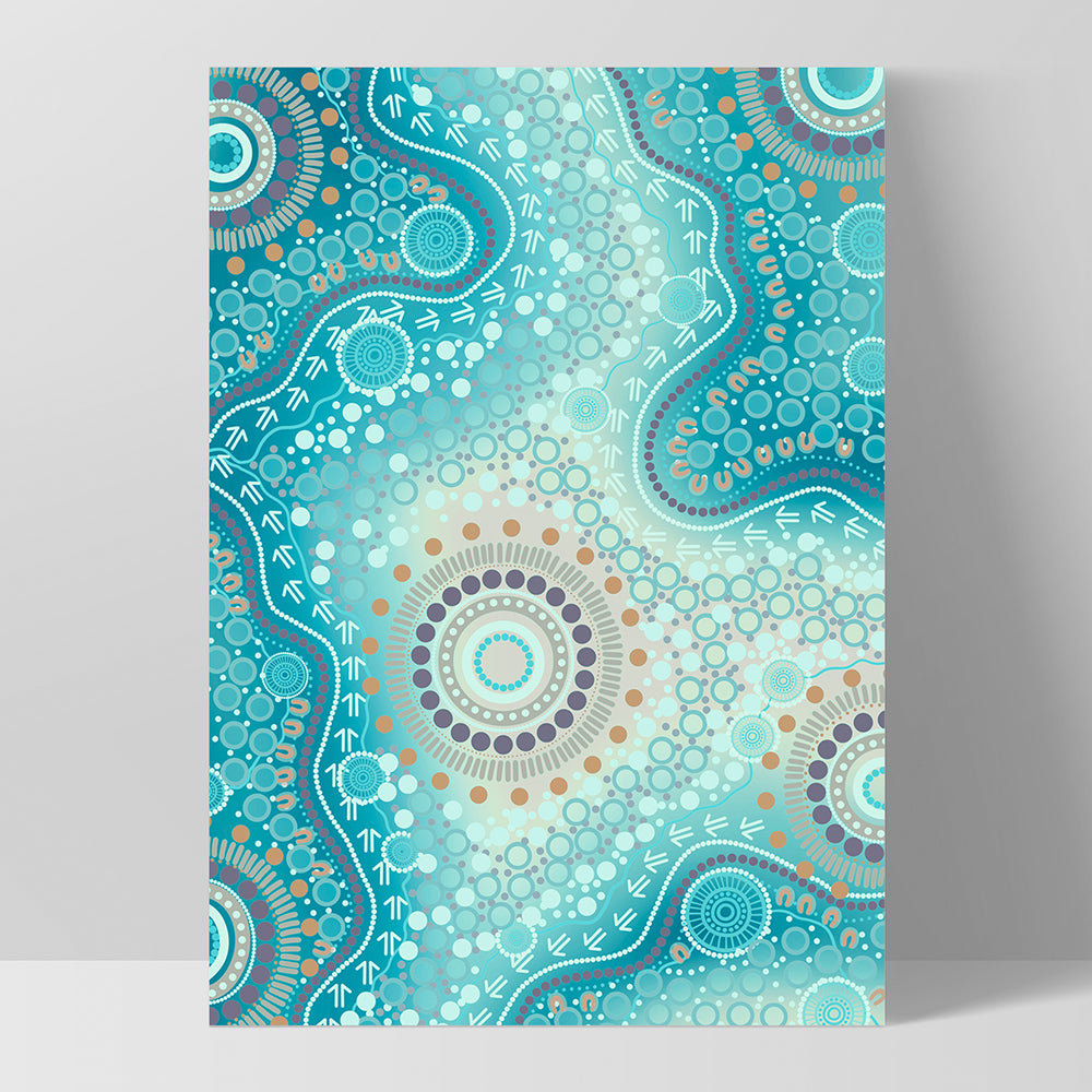 Blooming Edition 2 Blue - Art Print by Leah Cummins, Poster, Stretched Canvas, or Framed Wall Art Print, shown as a stretched canvas or poster without a frame