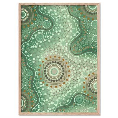 Blooming Edition 2 Green - Art Print by Leah Cummins, Poster, Stretched Canvas, or Framed Wall Art Print, shown in a natural timber frame