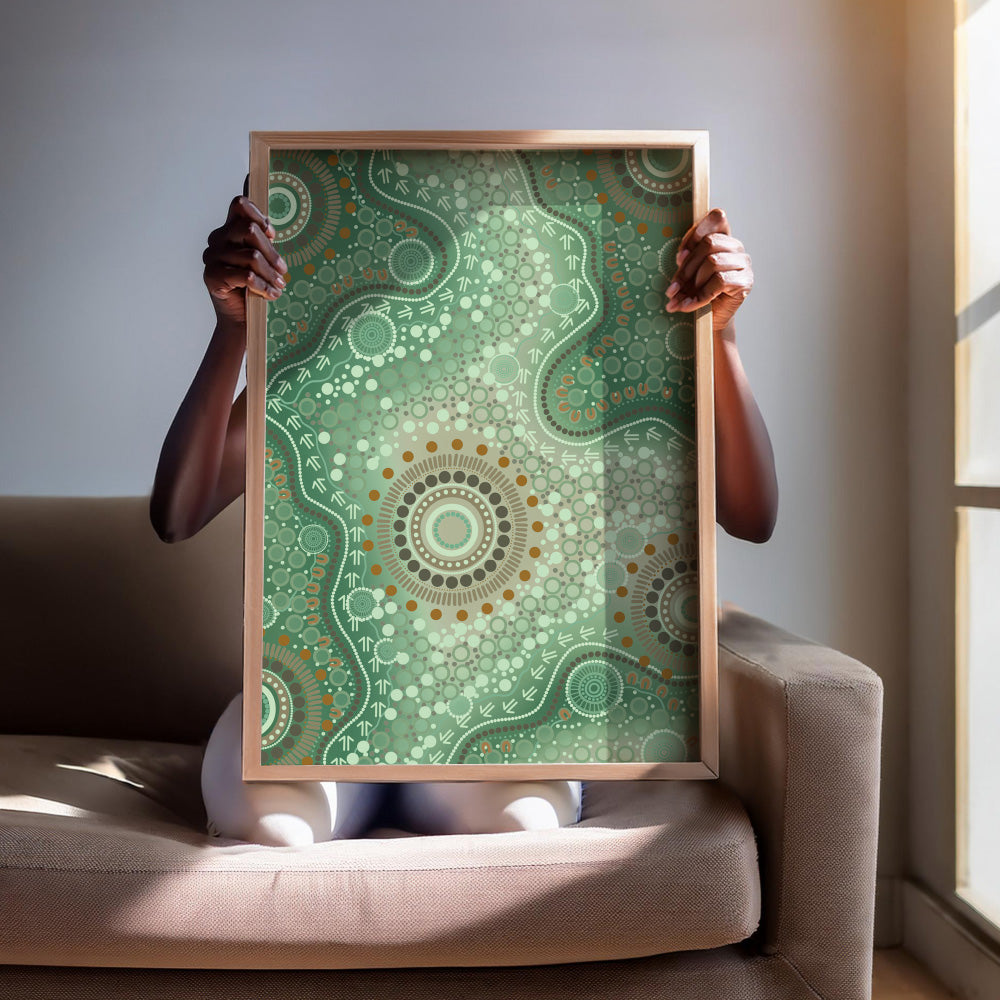 Blooming Edition 2 Green - Art Print by Leah Cummins, Poster, Stretched Canvas or Framed Wall Art Prints, shown framed in a room