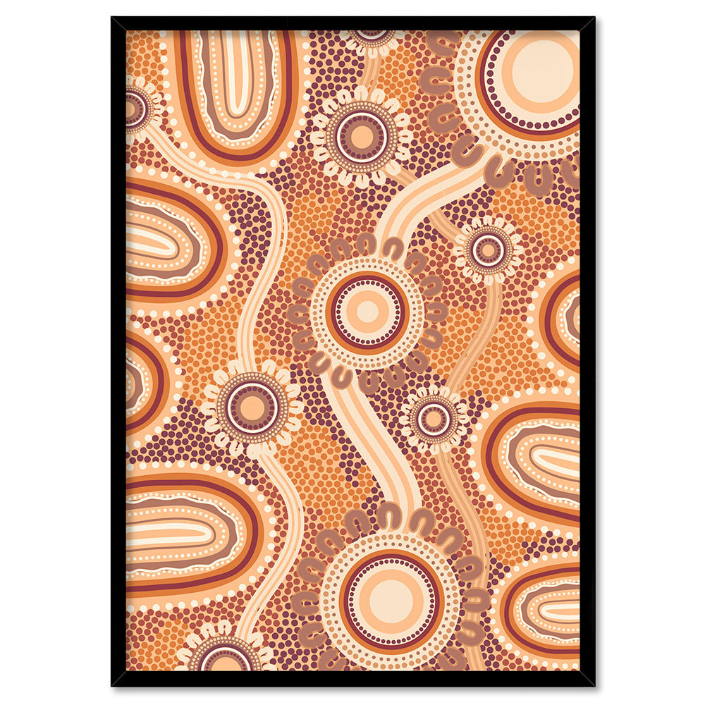 Blooming Land Edition 1 Brown - Art Print by Leah Cummins, Poster, Stretched Canvas, or Framed Wall Art Print, shown in a black frame