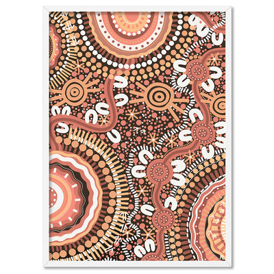 Boomara - Art Print by Leah Cummins, Poster, Stretched Canvas, or Framed Wall Art Print, shown in a white frame