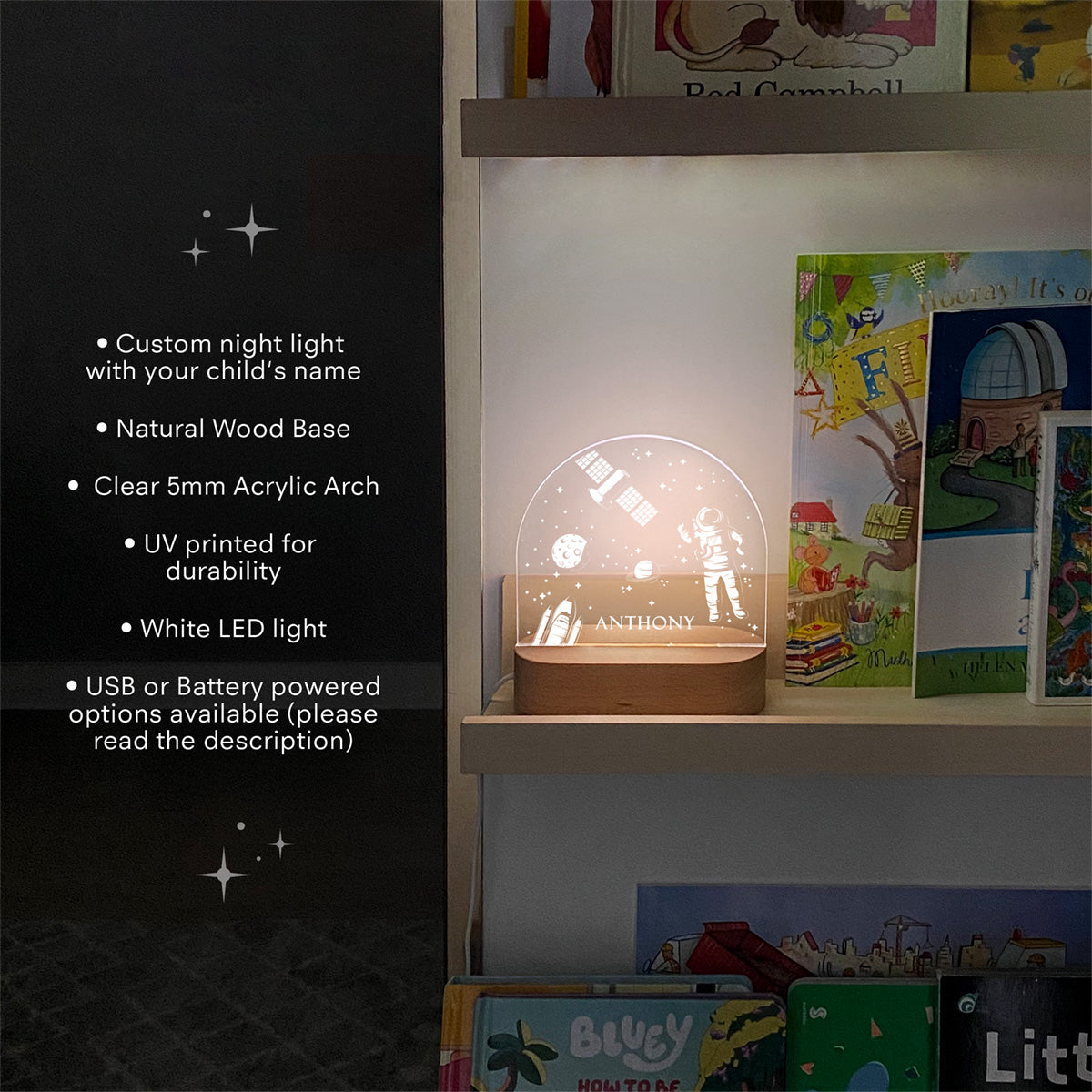 Kids Custom Arch Night Light | Outer Space