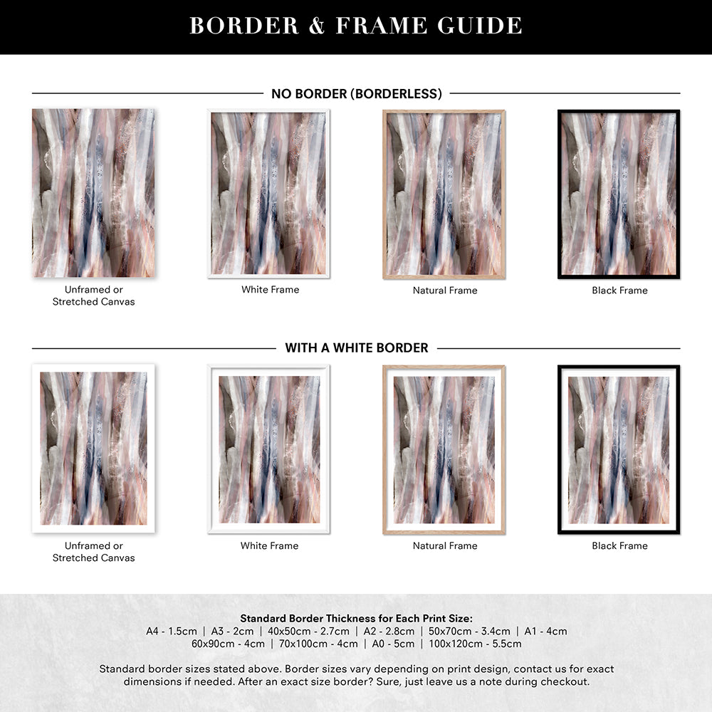 Borders II - Art Print by Nicole Schafter, Poster, Stretched Canvas or Framed Wall Art, Showing White , Black, Natural Frame Colours, No Frame (Unframed) or Stretched Canvas, and With or Without White Borders