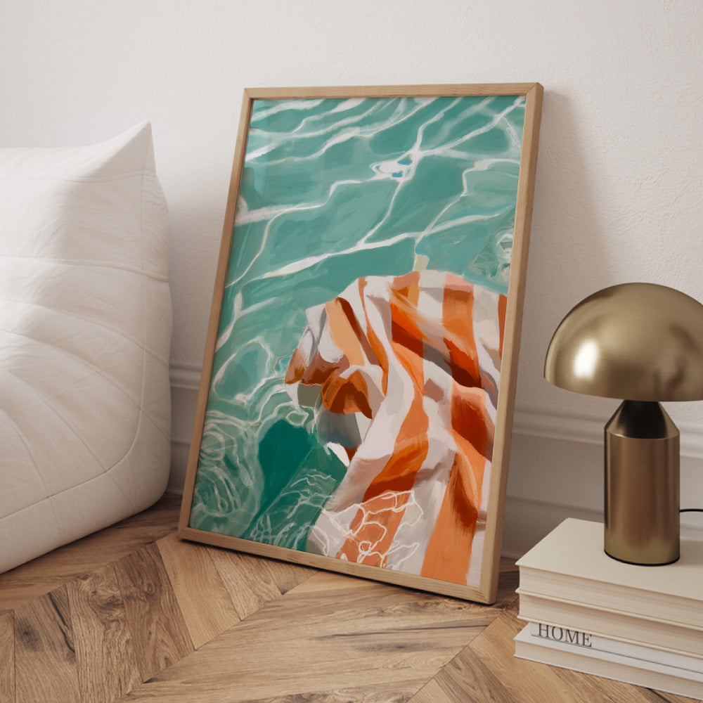 Pool Time - Art Print by Nicole Schafter, Poster, Stretched Canvas or Framed Wall Art Prints, shown framed in a room