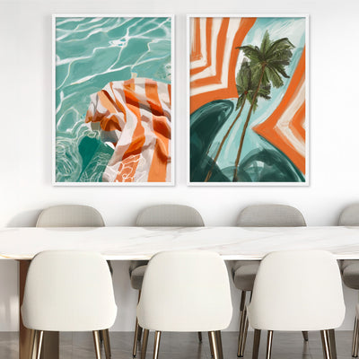 Pool Time - Art Print by Nicole Schafter, Poster, Stretched Canvas or Framed Wall Art, shown framed in a home interior space